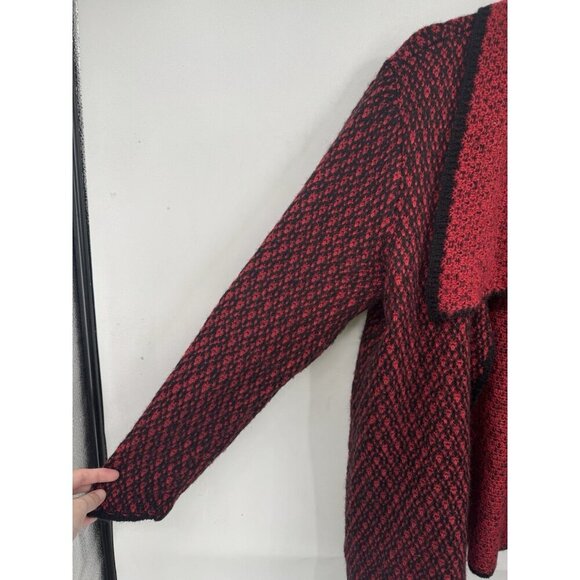 Chicos Sweater Open Cardigan Women Medium Red Bohemian Elegant Feminine Romantic - Picture 9 of 9